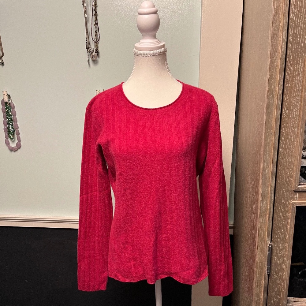 Bright Pink Cashmere Ribbed Sweater ~ NAADAM ~ NWT
